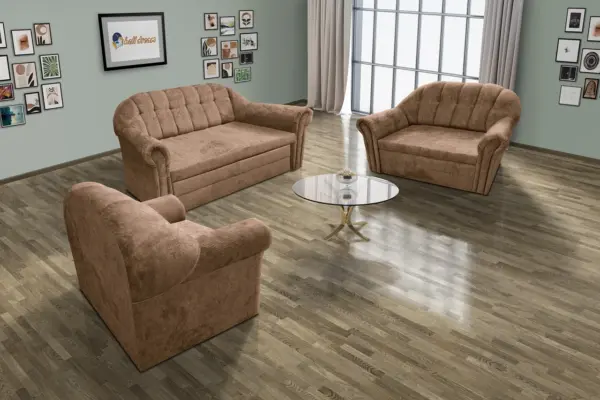 Alíz 3-2-1 ülőgarnitúra világos datolyabarna színű vízlepergető szenzációs szövet - image 2