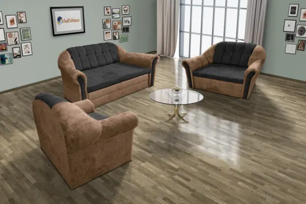 Alíz 3-2-1 ülőgarnitúra világos datolyabarna és bivalyfekete