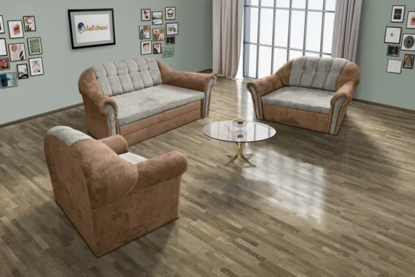 Alíz 3-2-1 ülőgarnitúra világos datolyabarna és ónszürke színű vízlepergető szenzációs szövet - image 2