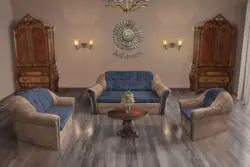 Alíz 3-2-1 ülőgarnitúra világos datolyabarna és sötét palakék