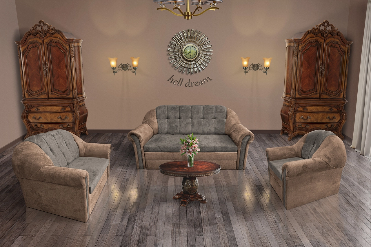 Alíz 3-2-1 ülőgarnitúra világos datolyabarna és vakondszürke