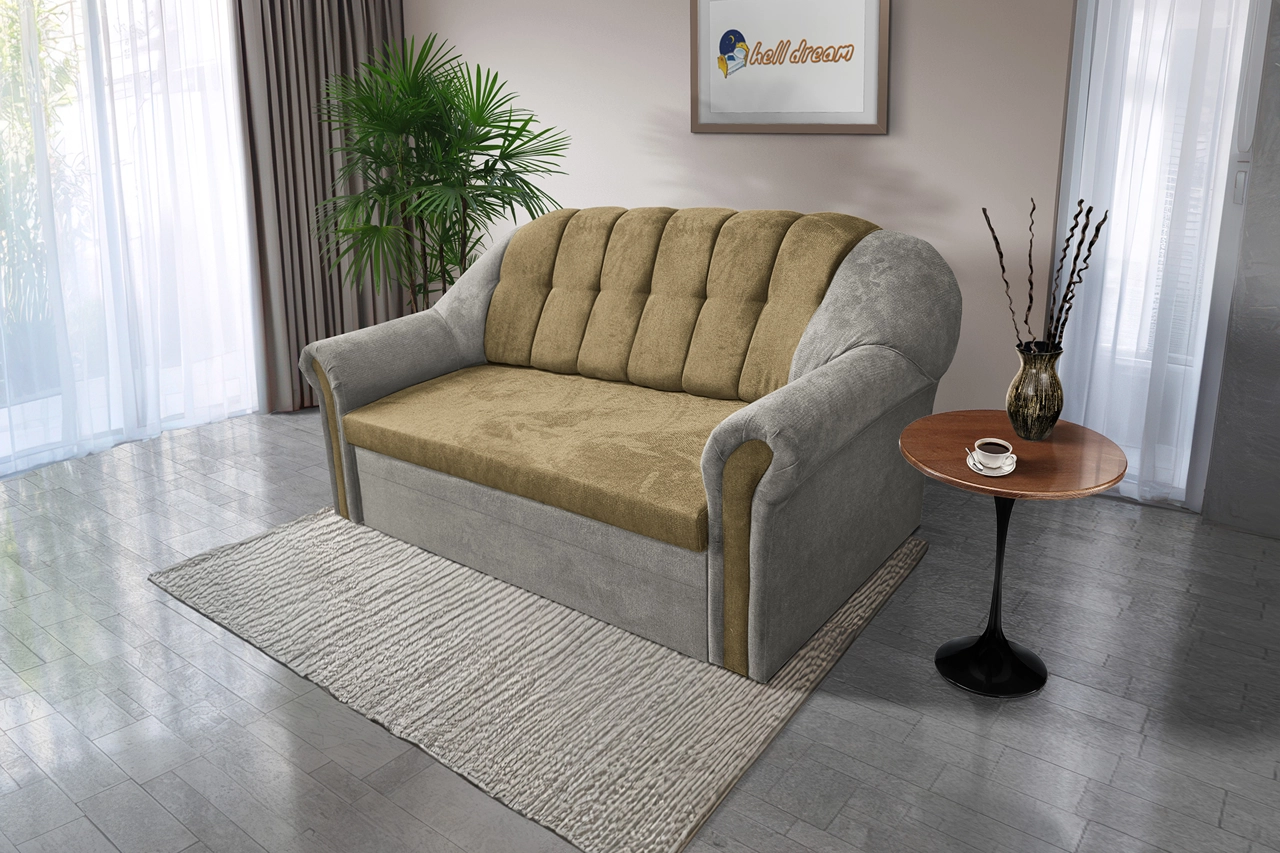 Alíz 3-as kanapé ágyazható ónszürke és sötét sivatagsárga