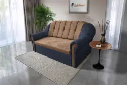 Alíz 3-as kanapé ágyazható sötét palakék és világos datolyabarna