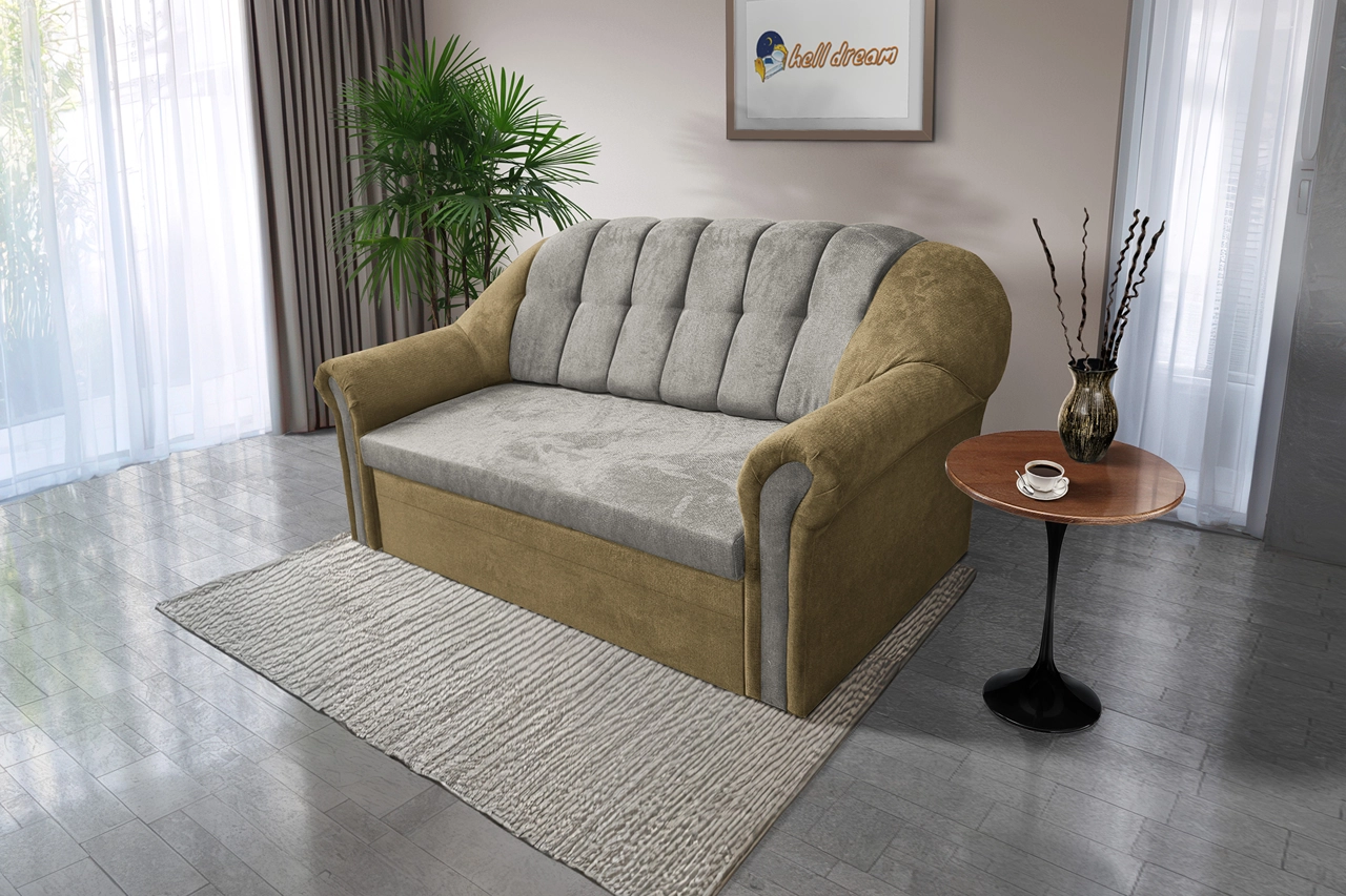 Alíz 3-as kanapé ágyazható sötét sivatagsárga és ónszürke