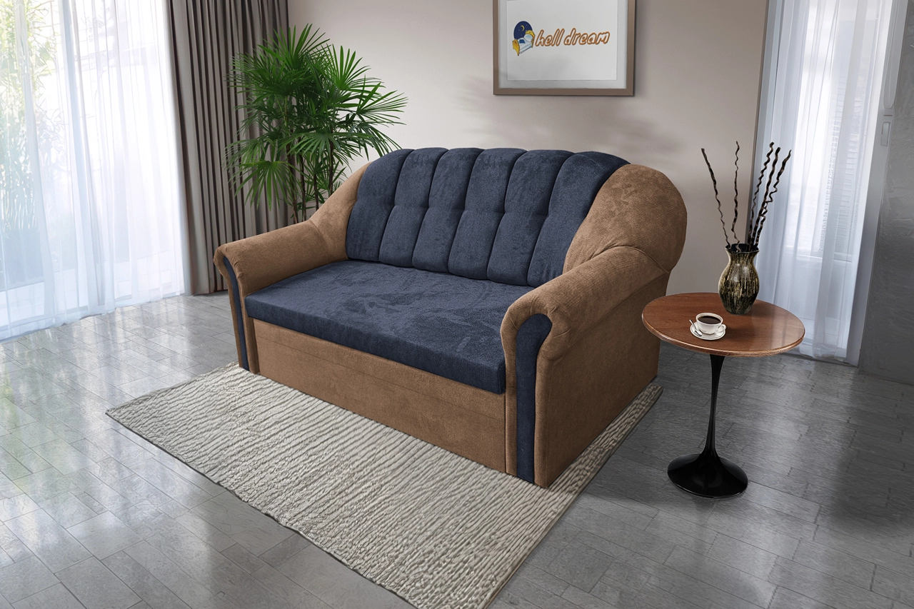 Alíz 3-as kanapé ágyazható világos datolyabarna és sötét palakék