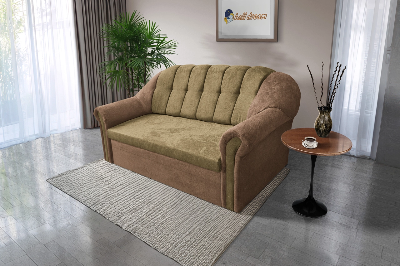 Alíz 3-as kanapé ágyazható világos datolyabarna és sötét sivatagsárga