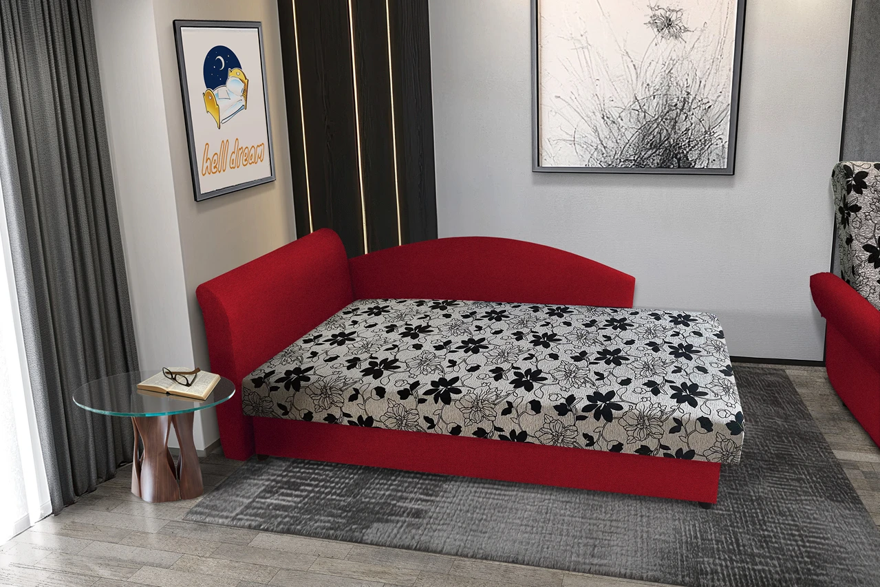 Aroba saroktámlás heverő japán karminvörös színű szövet Aroba saroktámlás heverő japán karminvörös színű szövet