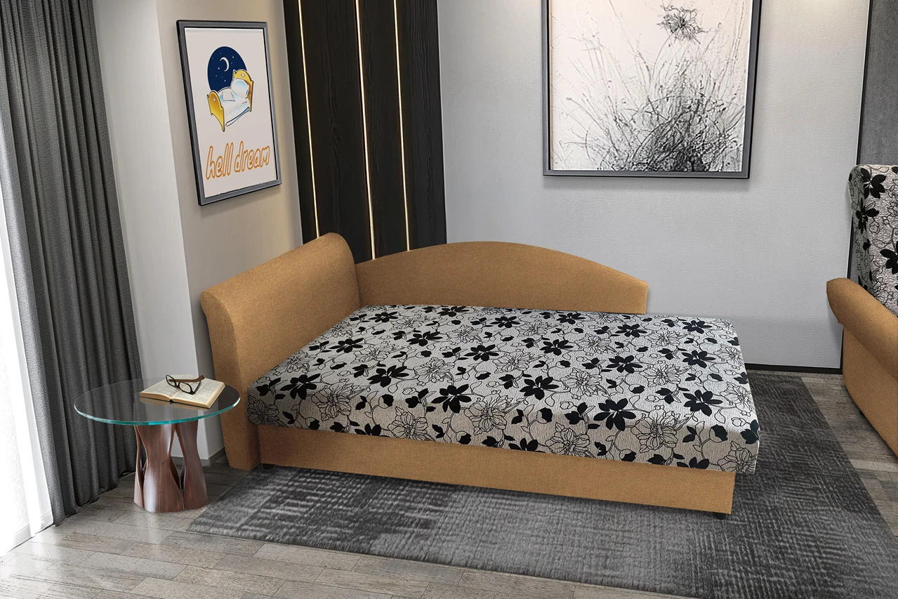 Aroba saroktámlás heverő okker színű szövet Aroba saroktámlás heverő okker színű szövet