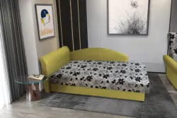 Aroba saroktámlás heverő őszi levélzöld színű szövet