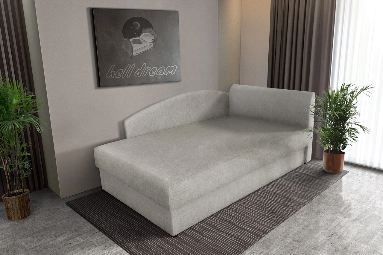 Barbi saroktámlás ágyneműtartós heverő ezüst serlegszürke