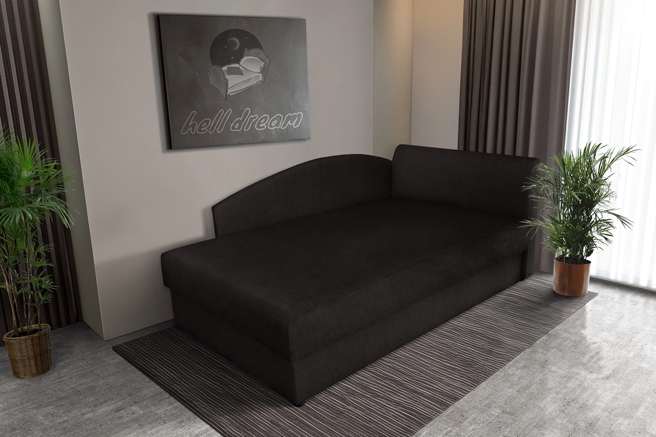 Barbi saroktámlás ágyneműtartós heverő fekete