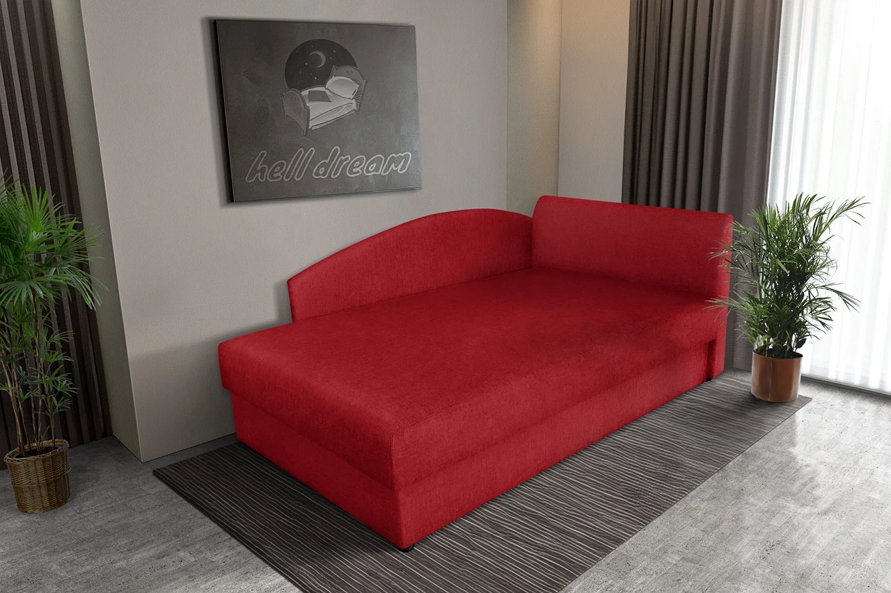 Barbi saroktámlás ágyneműtartós heverő japán karminvörös