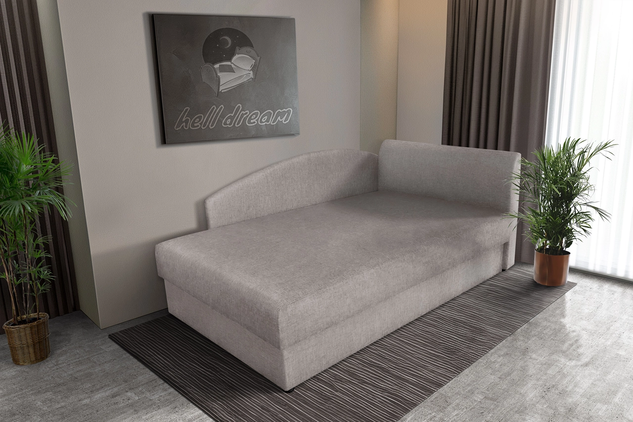 Barbi saroktámlás ágyneműtartós heverő szamárszürke