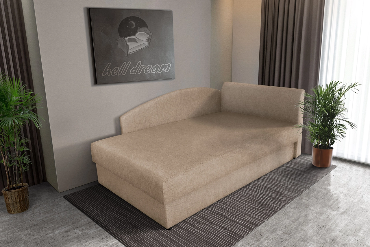 Barbi saroktámlás ágyneműtartós heverő világos fahéj