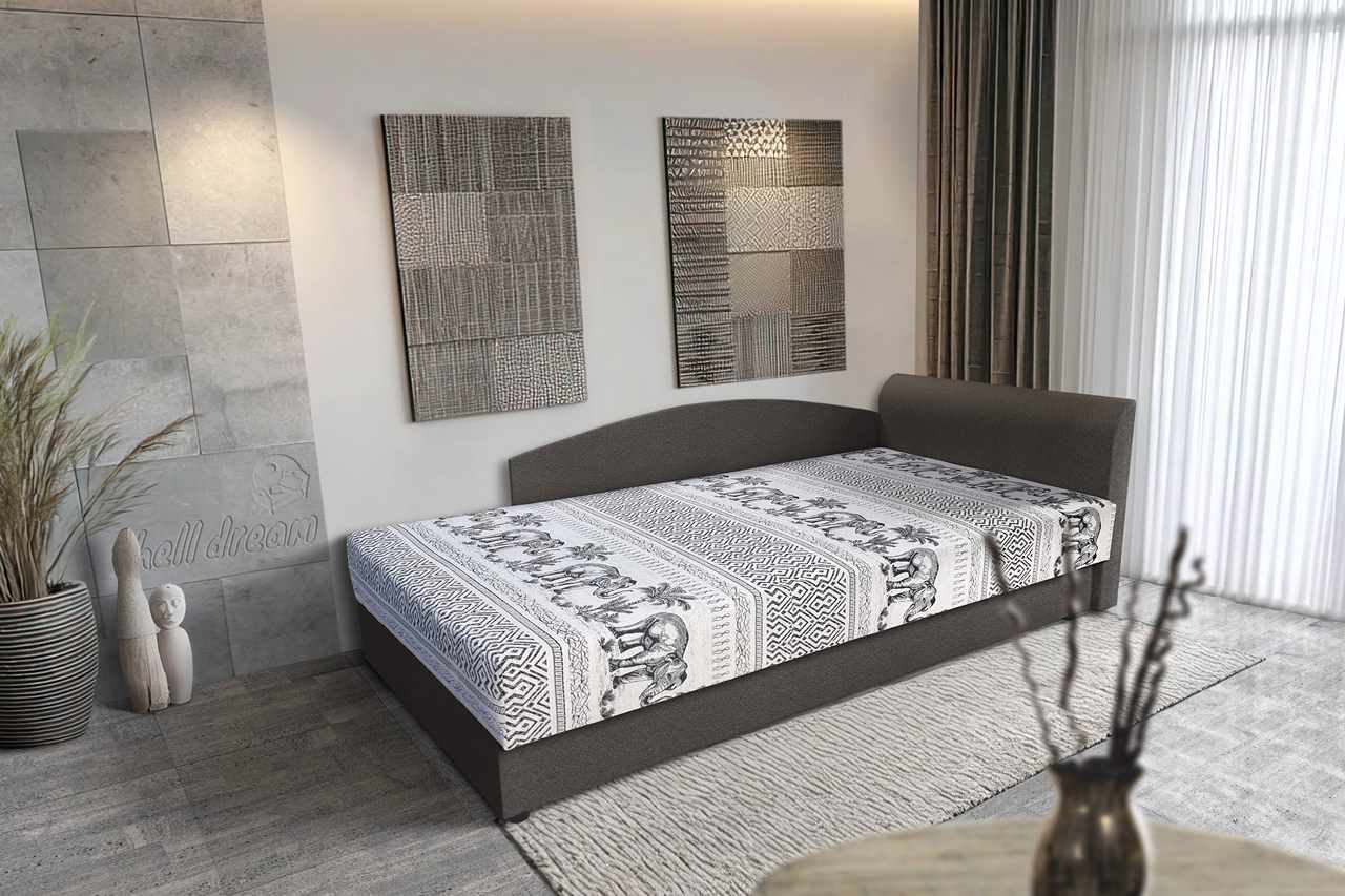 Elefántos saroktámlás heverő ágyneműtartóval kvarcszürke