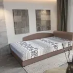 Elefántos saroktámlás heverő ágyneműtartóval pasztell taupe