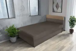 Gabi mély földszürke ágyneműtartós heverő 90x200