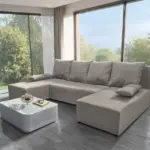 Lilla U alakú sarokkanapé ezüst serlegszürke