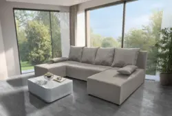 Lilla U alakú sarokkanapé ezüst serlegszürke