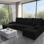 Lilla U alakú sarokkanapé fekete