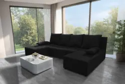 Lilla U alakú sarokkanapé fekete