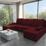 Lilla U alakú sarokkanapé ódon borvörös