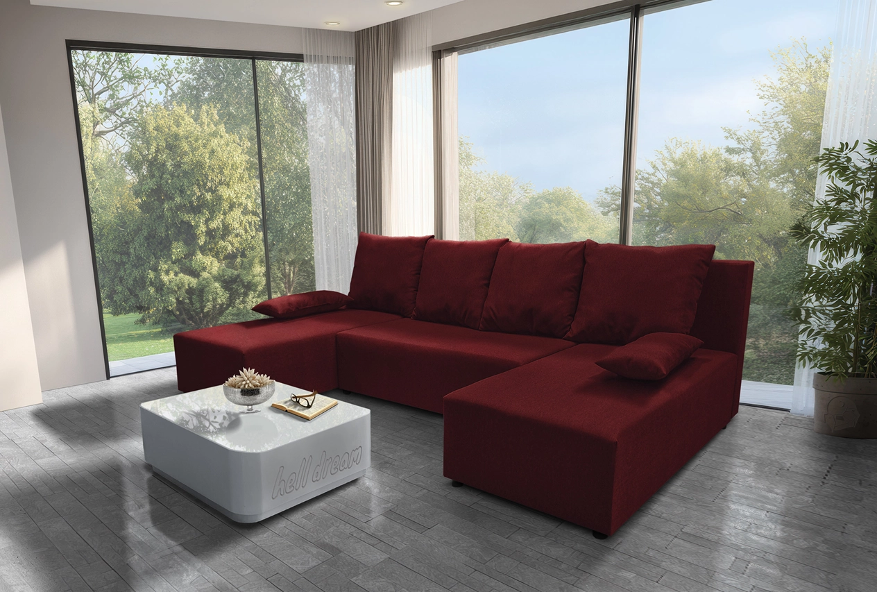 Lilla u alakú sarokkanapé ódon borvörös Lilla u alakú sarokkanapé ódon borvörös