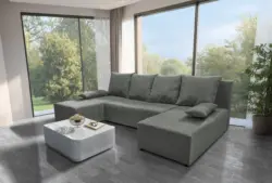 Lilla U alakú sarokkanapé óezüst