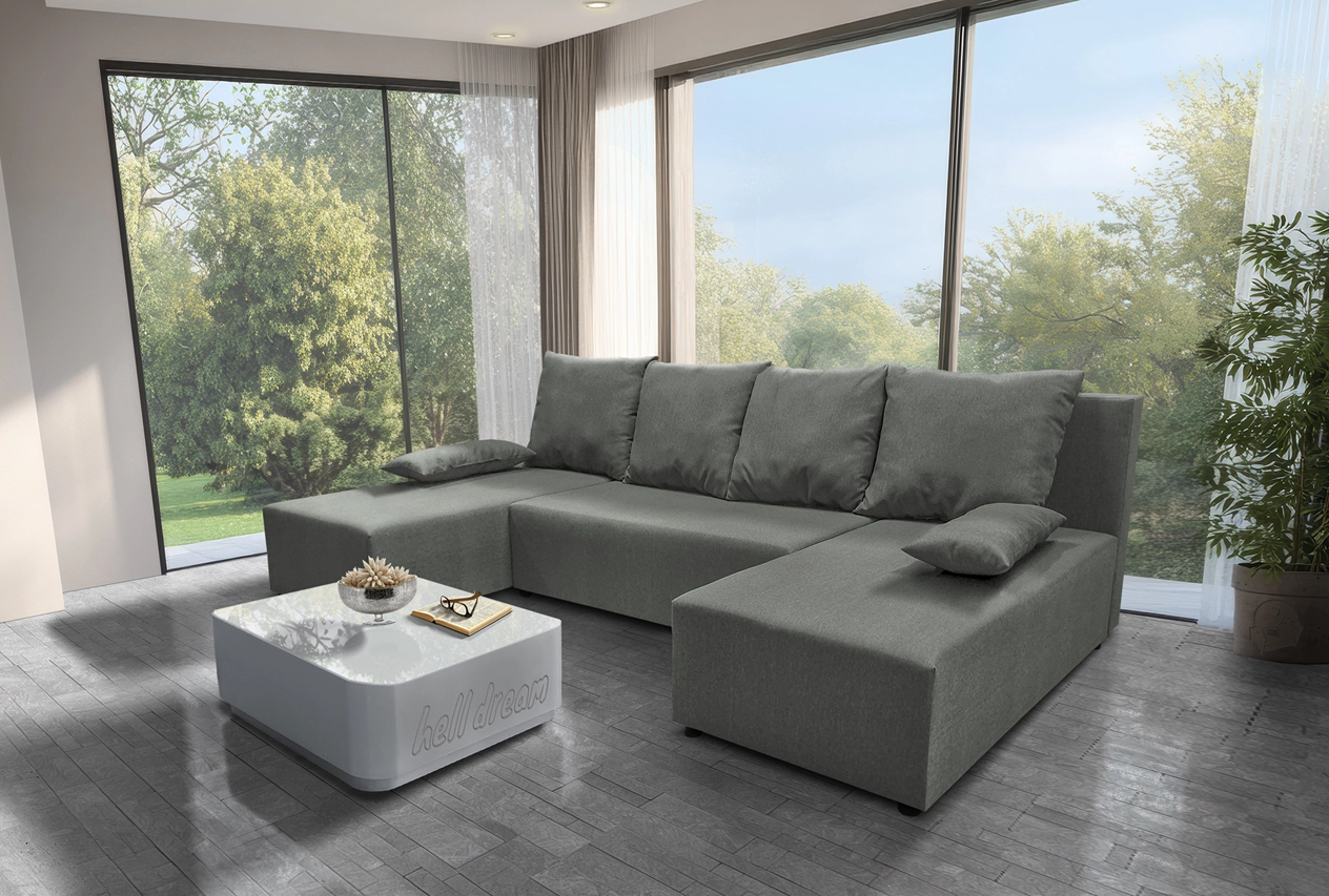 Lilla U alakú sarokkanapé óezüst