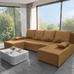 Lilla U alakú sarokkanapé okker