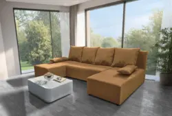 Lilla U alakú sarokkanapé okker