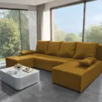 Lilla U alakú sarokkanapé őszarany