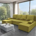 Lilla U alakú sarokkanapé őszi levélzöld