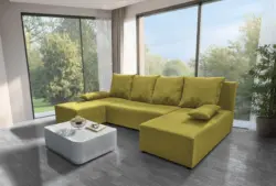 Lilla U alakú sarokkanapé őszi levélzöld