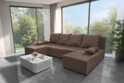 Lilla U alakú sarokkanapé pasztell taupe