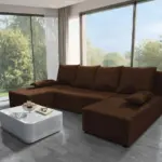 Lilla U alakú sarokkanapé sötét mahagóni