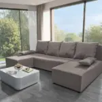 Lilla U alakú sarokkanapé szamárszürke