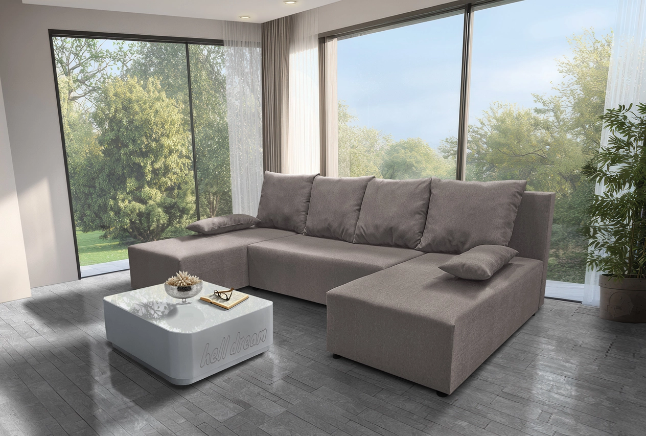 Lilla U alakú sarokkanapé szamárszürke