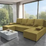 Lilla U alakú sarokkanapé száraz olíva