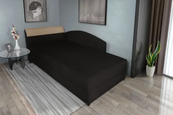 Maja ágyneműtartós saroktámlás heverő fekete egyszemélyes ágy vonzó 2 változatban - image 2