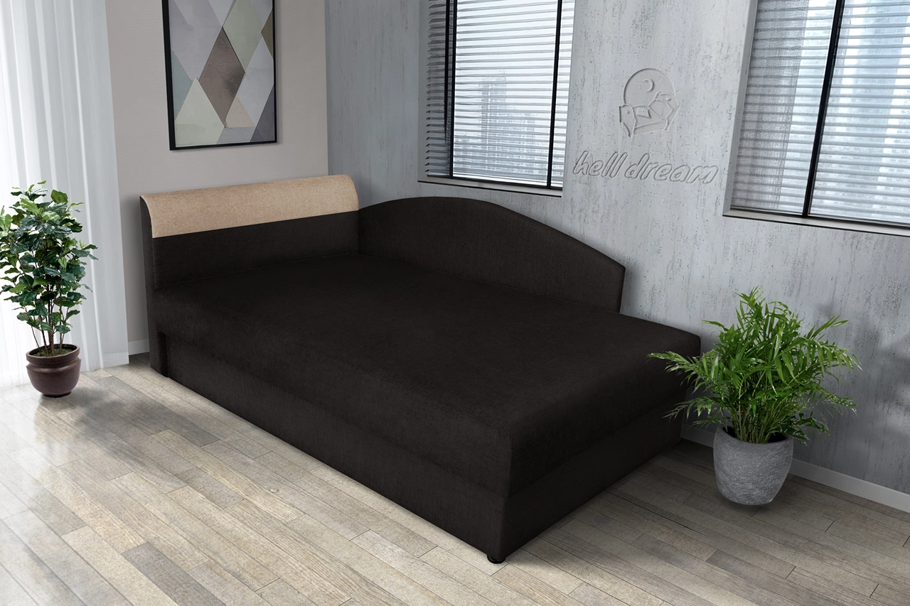 Maja ágyneműtartós saroktámlás heverő fekete Maja ágyneműtartós saroktámlás heverő fekete