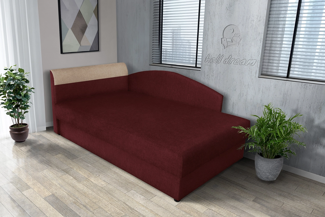 Maja ágyneműtartós saroktámlás heverő ódon borvörös