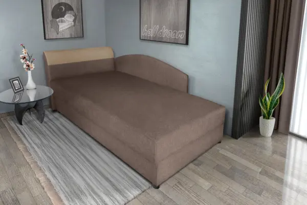 Maja ágyneműtartós saroktámlás heverő pasztell taupe egyszemélyes ágy vonzó 2 változatban - image 2