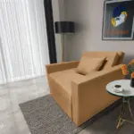 Mama ágyneműtartós fotelágy okker színben