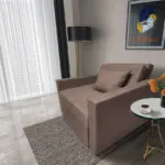 Mama ágyneműtartós fotelágy pasztell taupe színben