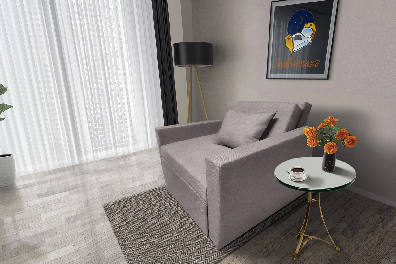 Mama ágyneműtartós fotelágy szamárszürke színben Mama ágyneműtartós fotelágy szamárszürke színben