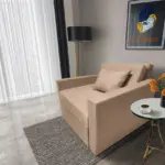 Mama ágyneműtartós fotelágy világos fahéj színben