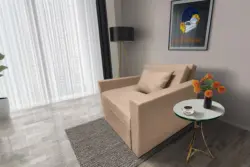 Mama ágyneműtartós fotelágy világos fahéj színben