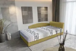 Elefántos saroktámlás heverő ágyneműtartóval száraz olíva