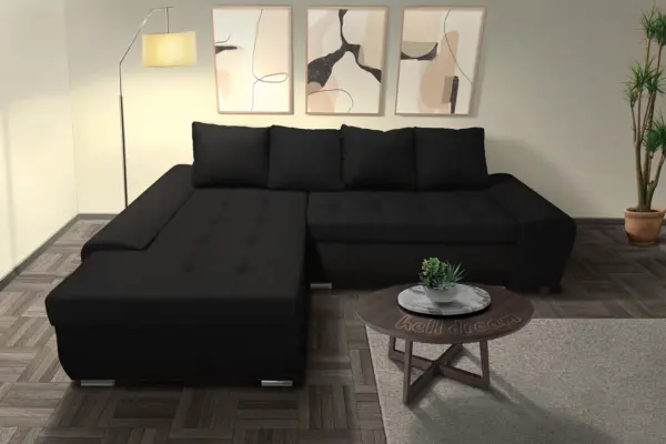 Wixy gold l alakú sarokkanapé fekete hatékony 2 méretben - image 2